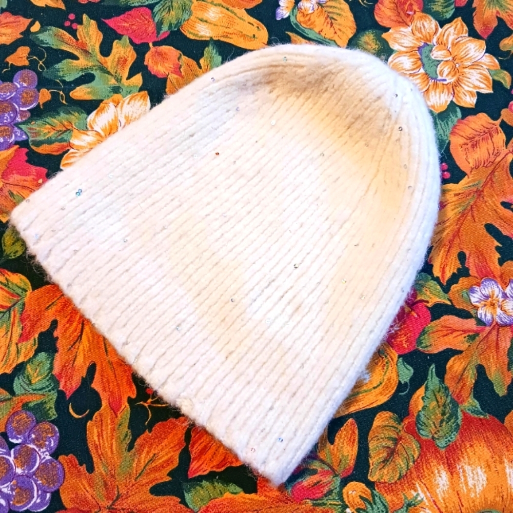 A New Day Winter White Sequined Beanie